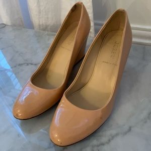 JCrew Martina nude patent wedge